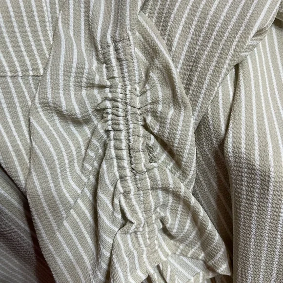 New Directions  1X button front tunic, three-quarter sleeves, cream and white - Picture 6 of 6